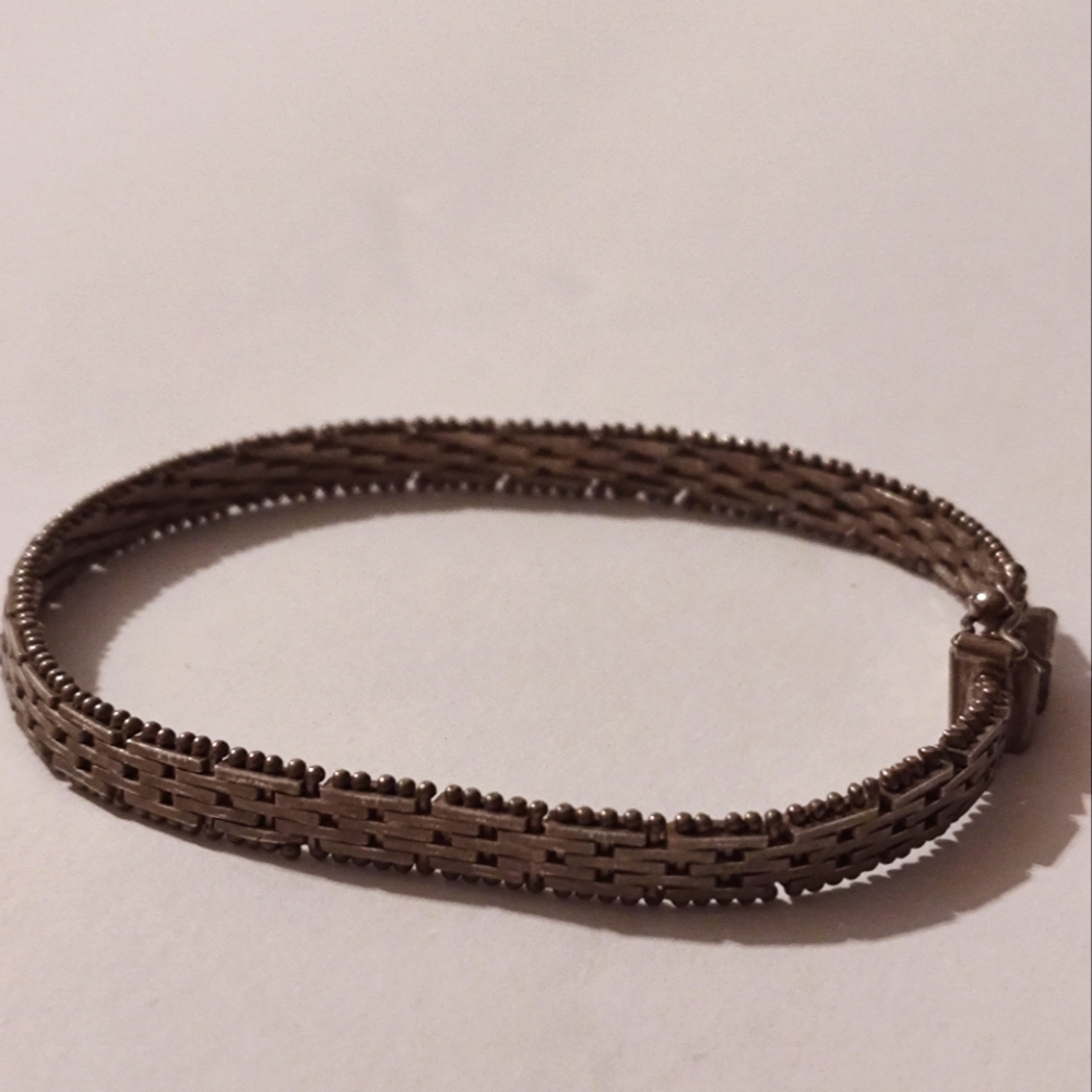 Vintage Italy 925 Sterling Silver Textured Riccio Bracelet 7.5"